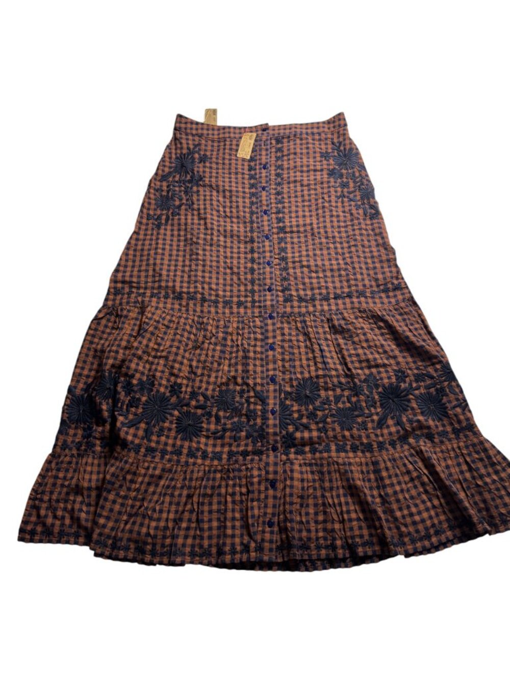 🌸 Natural Life Bohemian Skirt SKRT001009 | Boho Flowy Maxi Skirt Burgundy Navy